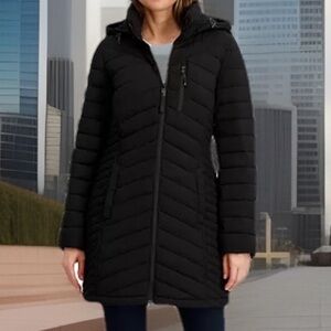 Nautica Hooded Puffer Water Resistant & Stretch Jacket Waist Detail Fitting NWT